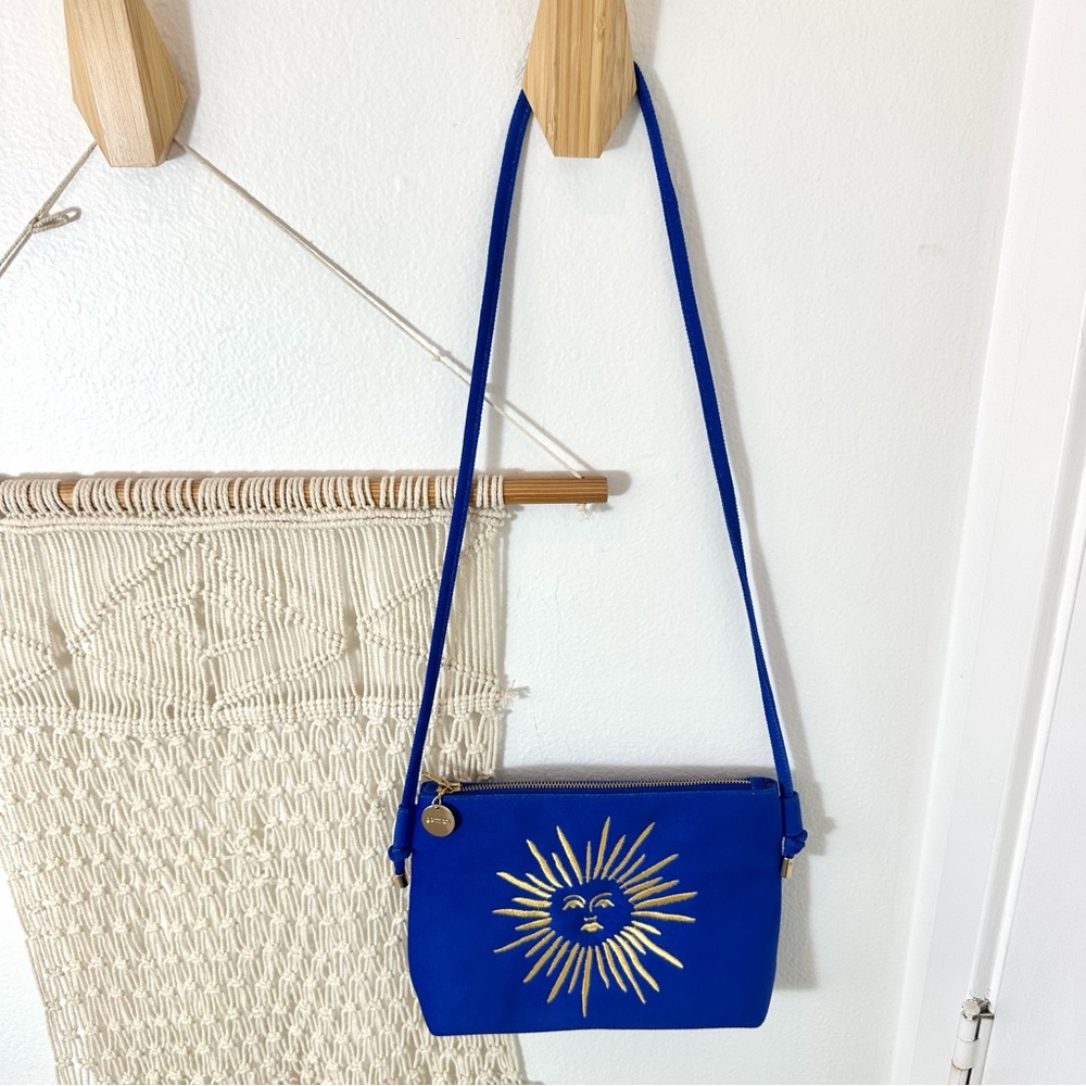 🌞 SUN 🌞 Blue Canvas Crossbody Bag with Gold Sun Embroidery Gorman Australia - Picture 10 of 10